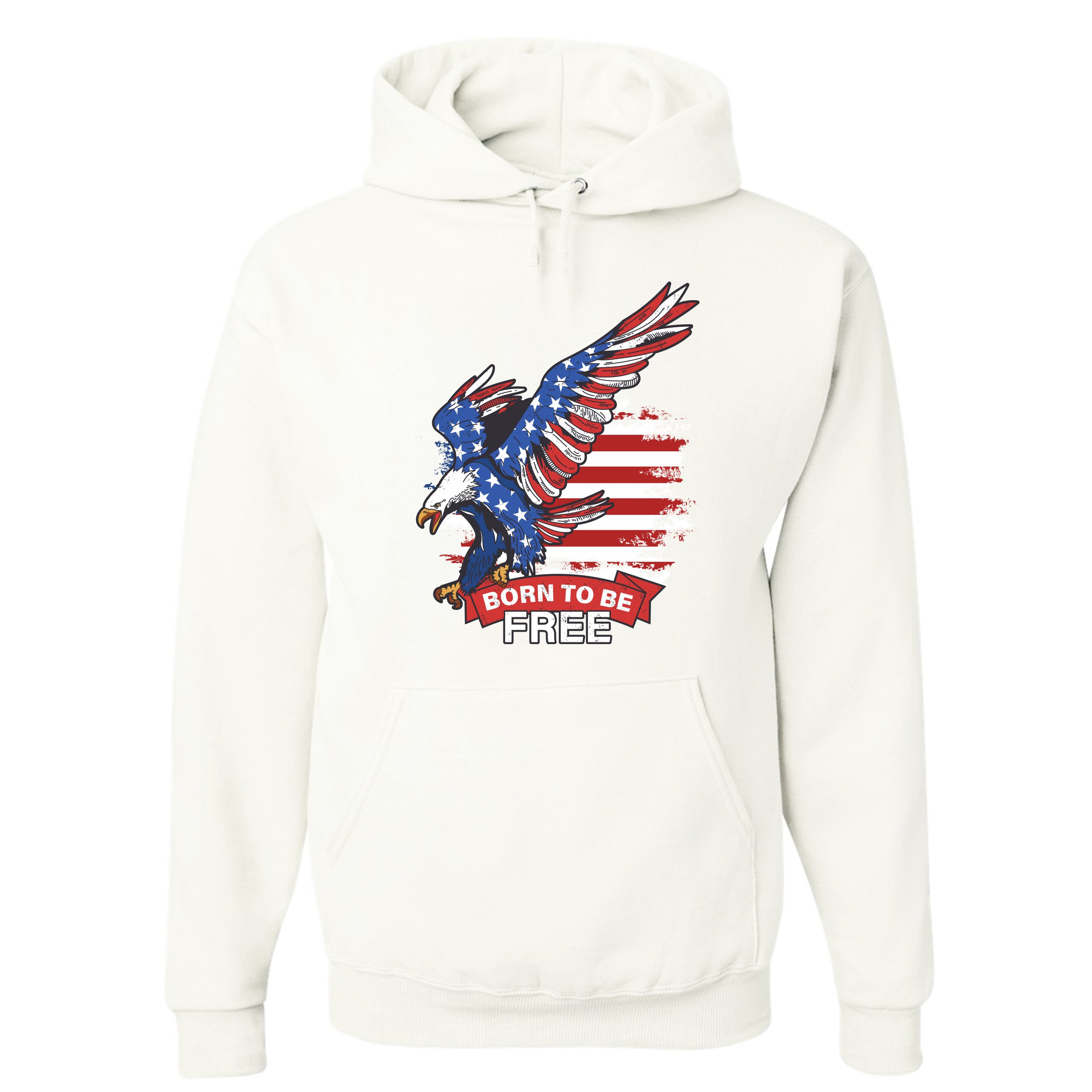 Diving Bald Eagle Sweatshirt Born to Be Free American Flag 4th of July Hoodie - Picture 23 of 36