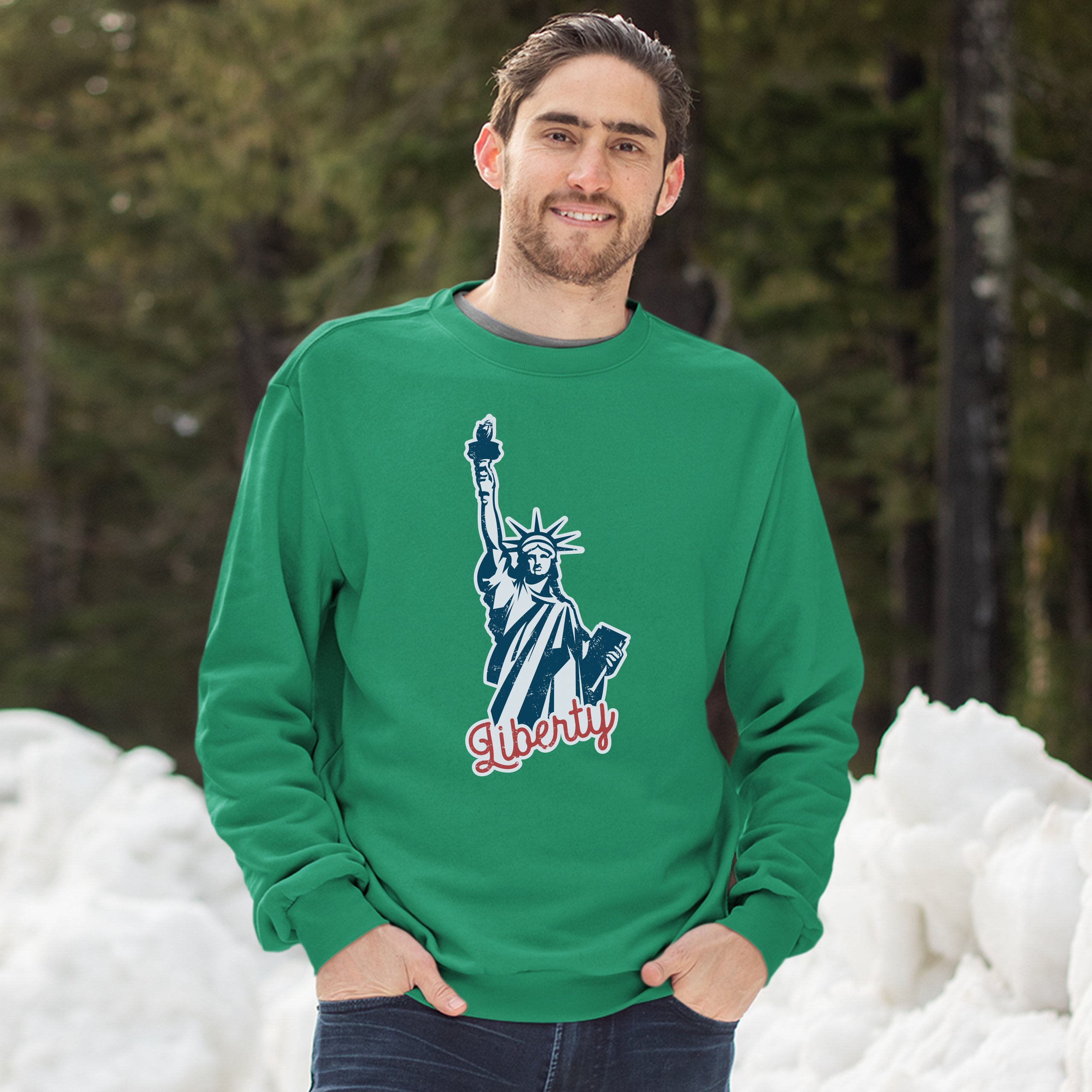 Statue of Liberty Sweatshirt Freedom Independence 4th of July NYC USA Crewneck - Picture 30 of 36