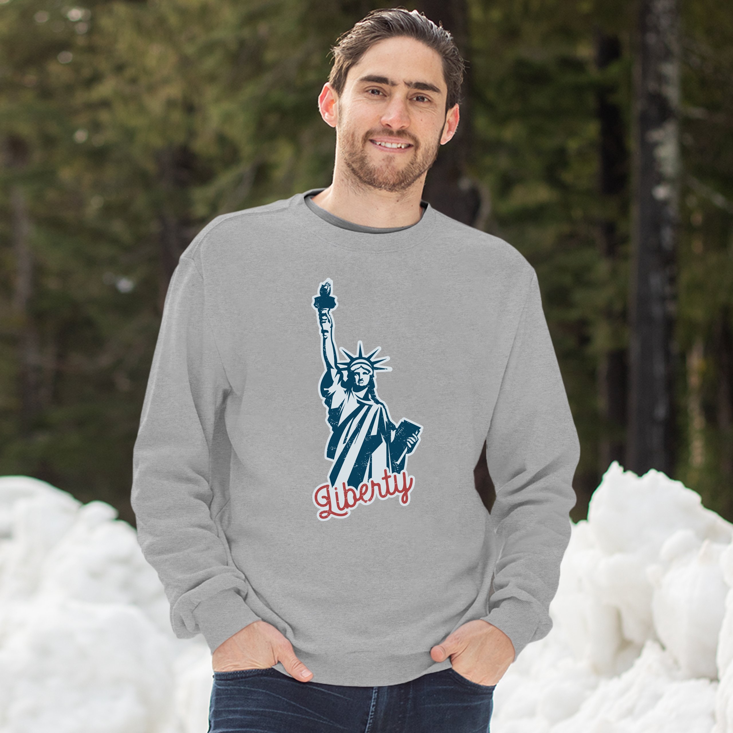 Statue of Liberty Sweatshirt Freedom Independence 4th of July NYC USA Crewneck - Picture 10 of 36