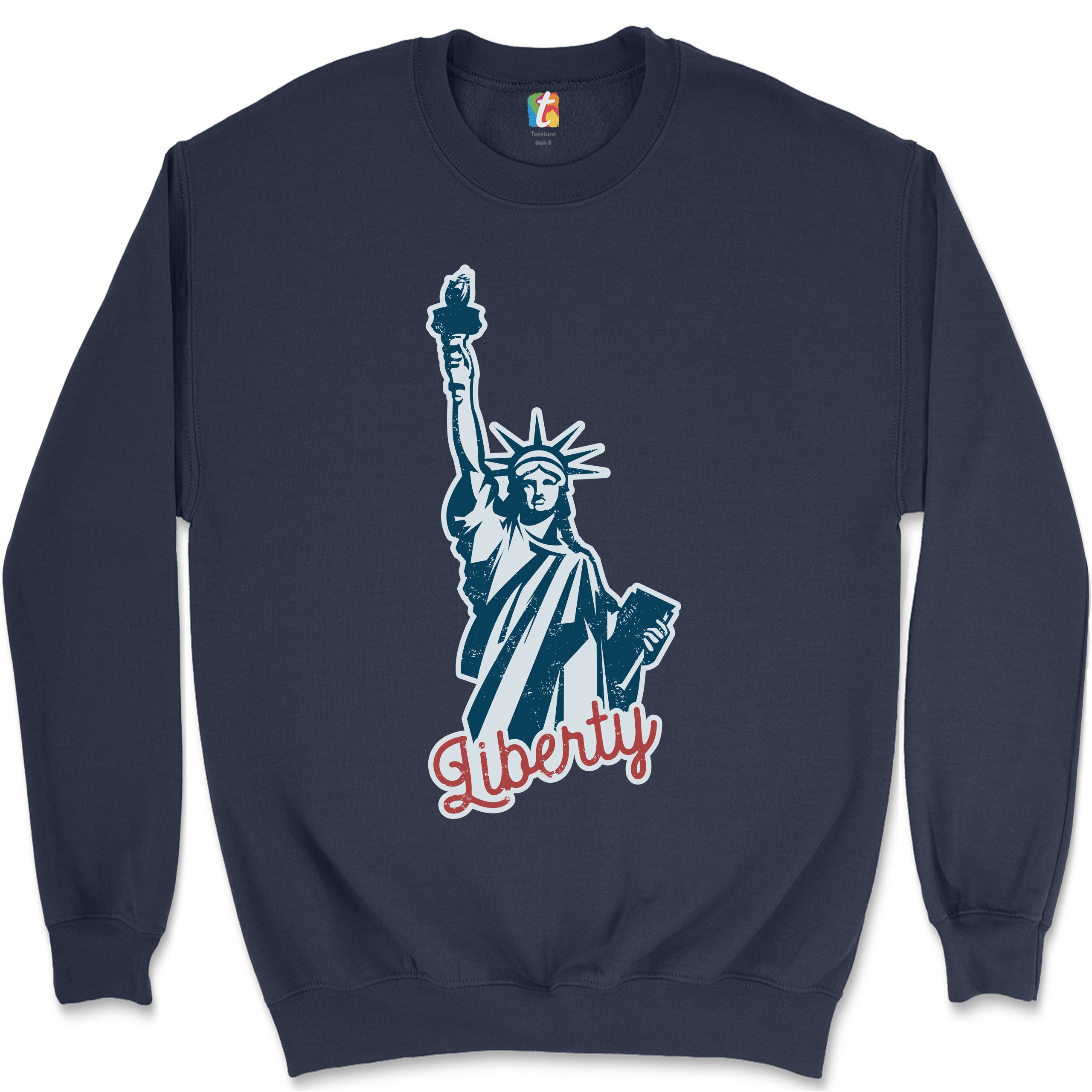 Statue of Liberty Sweatshirt Freedom Independence 4th of July NYC USA Crewneck - Picture 22 of 36