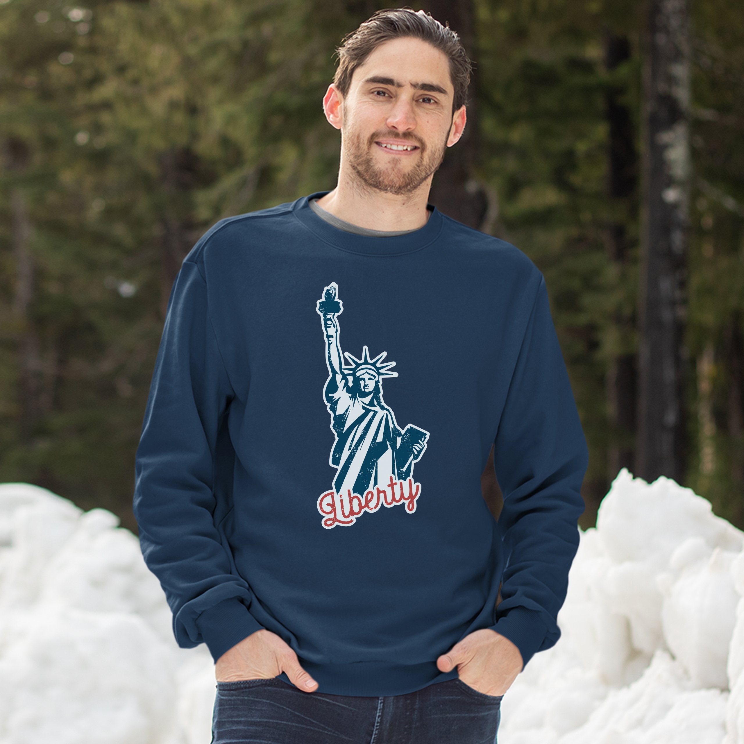 Statue of Liberty Sweatshirt Freedom Independence 4th of July NYC USA Crewneck - Picture 25 of 36
