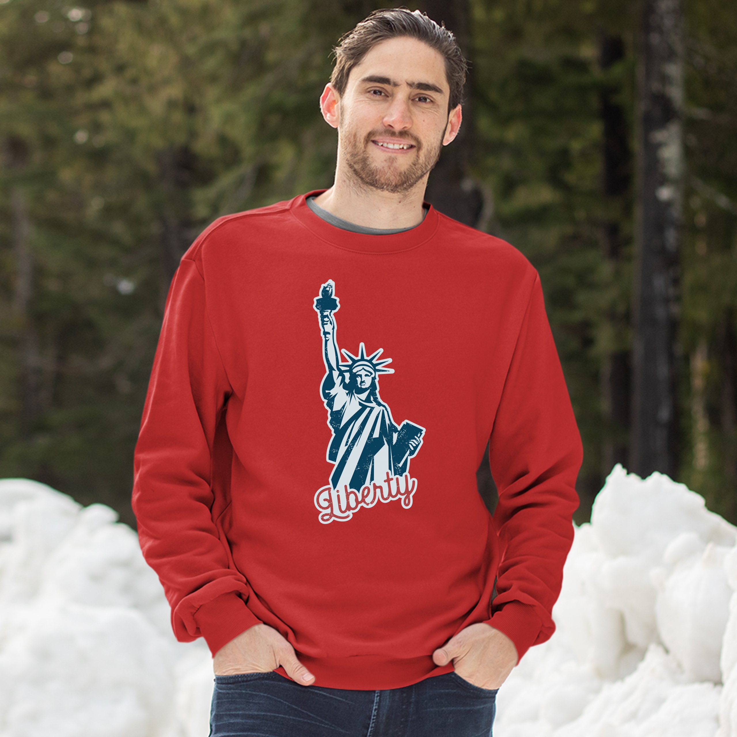 Statue of Liberty Sweatshirt Freedom Independence 4th of July NYC USA Crewneck - Picture 15 of 36