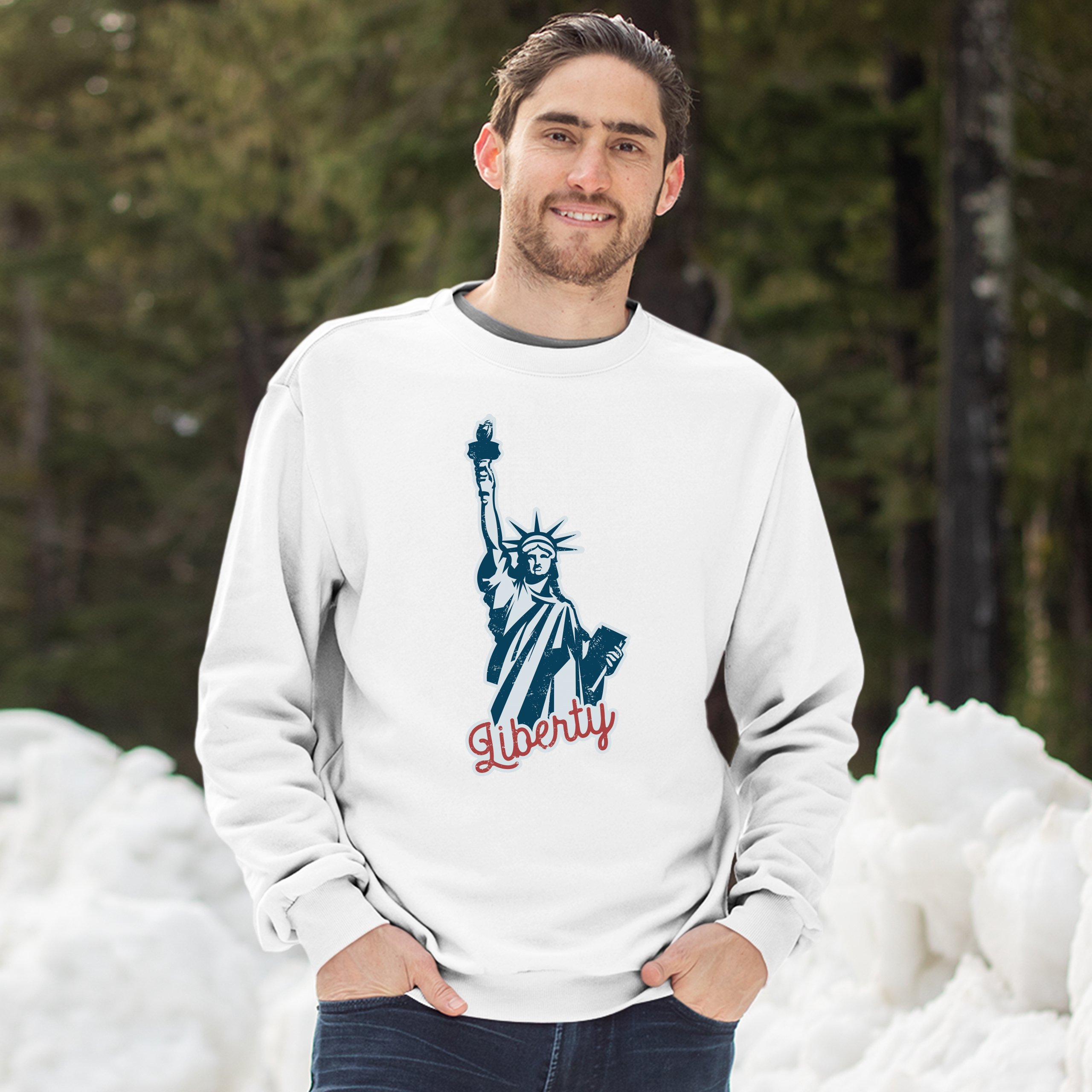 Statue of Liberty Sweatshirt Freedom Independence 4th of July NYC USA Crewneck - Picture 20 of 36