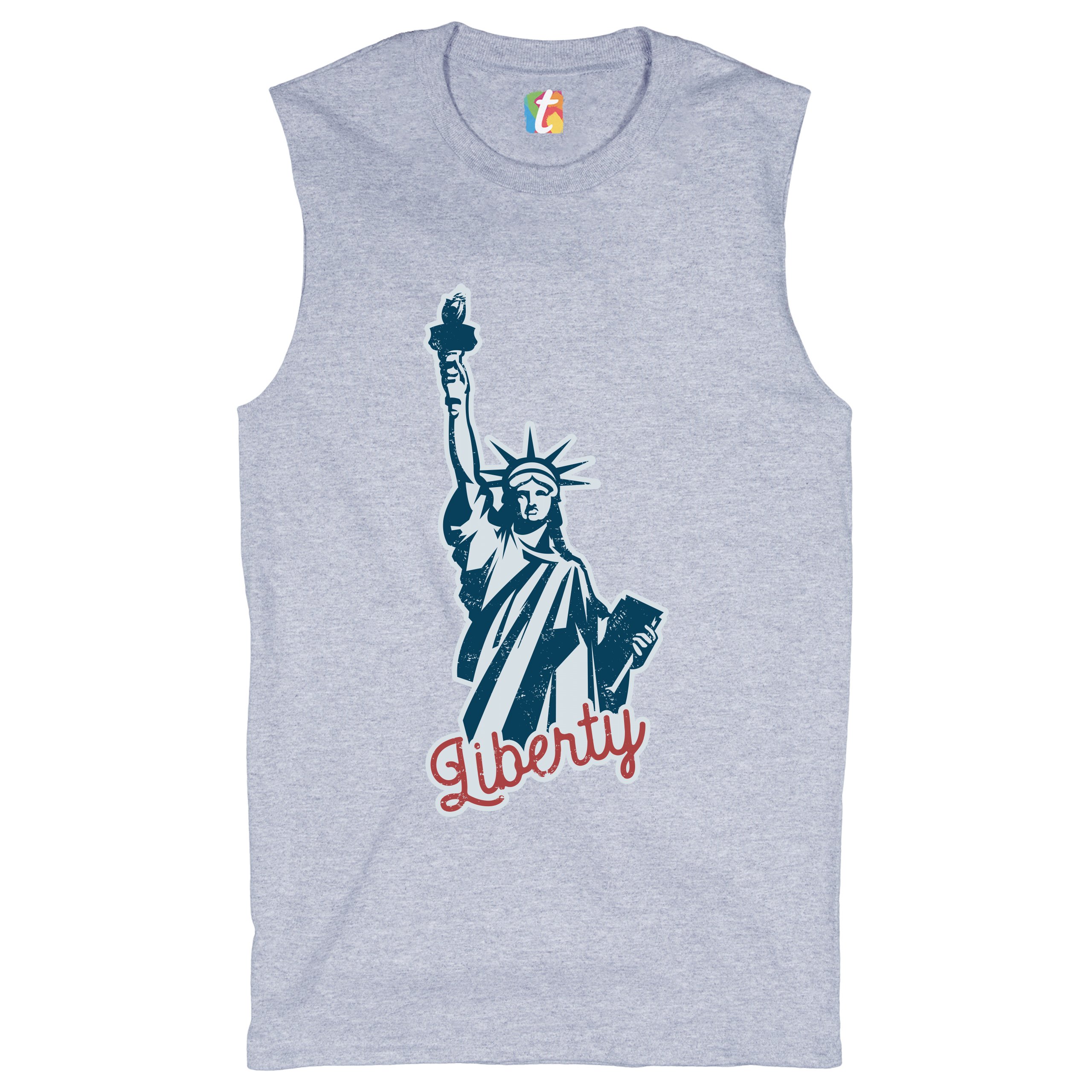 Statue of Liberty Muscle Shirt Freedom Independence 4th of July NYC USA Men's - Picture 6 of 21