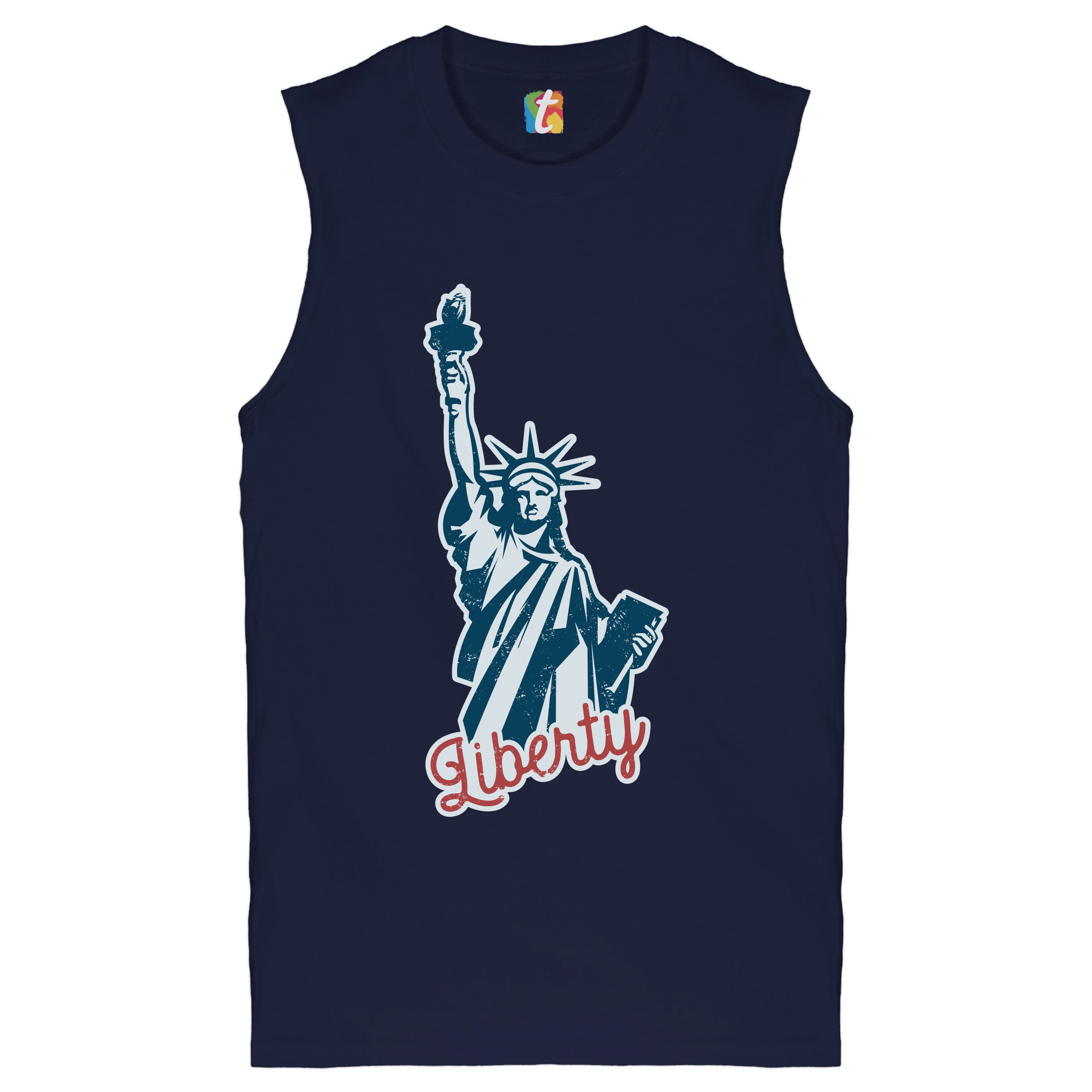 Statue of Liberty Muscle Shirt Freedom Independence 4th of July NYC USA Men's - Picture 18 of 21