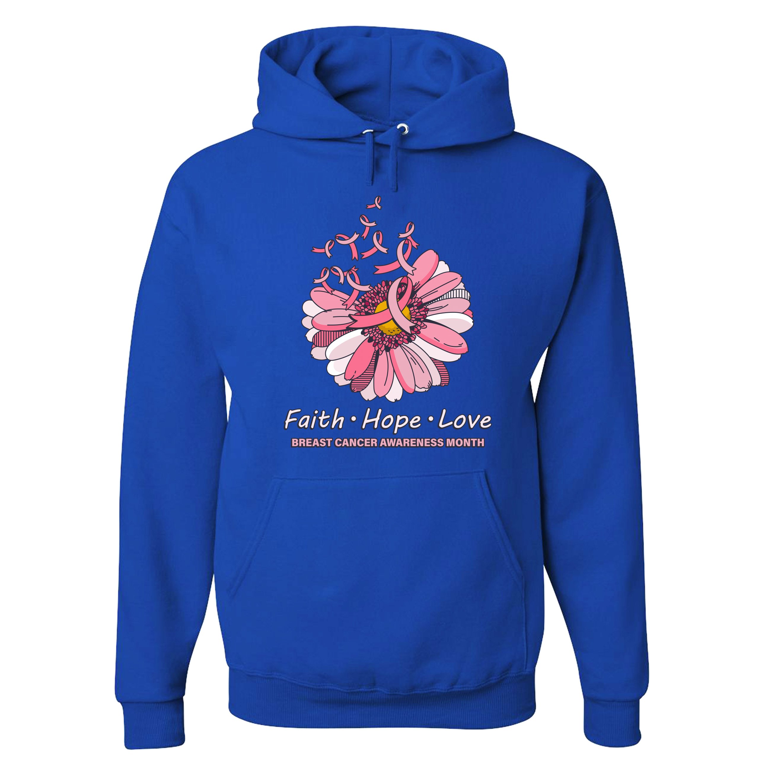 Faith Hope Love Sweatshirt Breast Cancer Awareness Month Ribbon Flower Hoodie - Picture 28 of 36