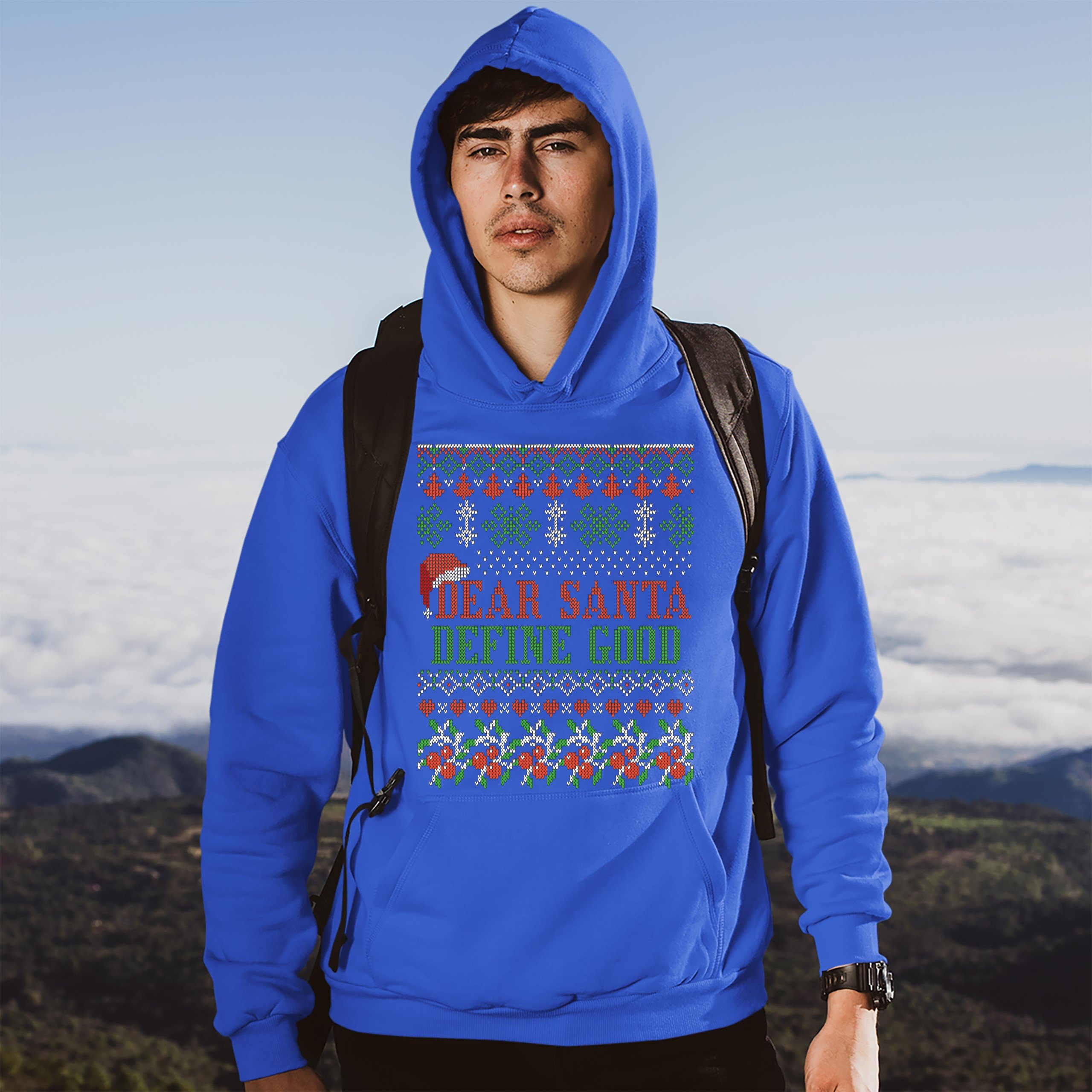 Dear Santa Define Good Sweatshirt Ugly Sweater Theme Merry Christmas Hoodie - Picture 30 of 36