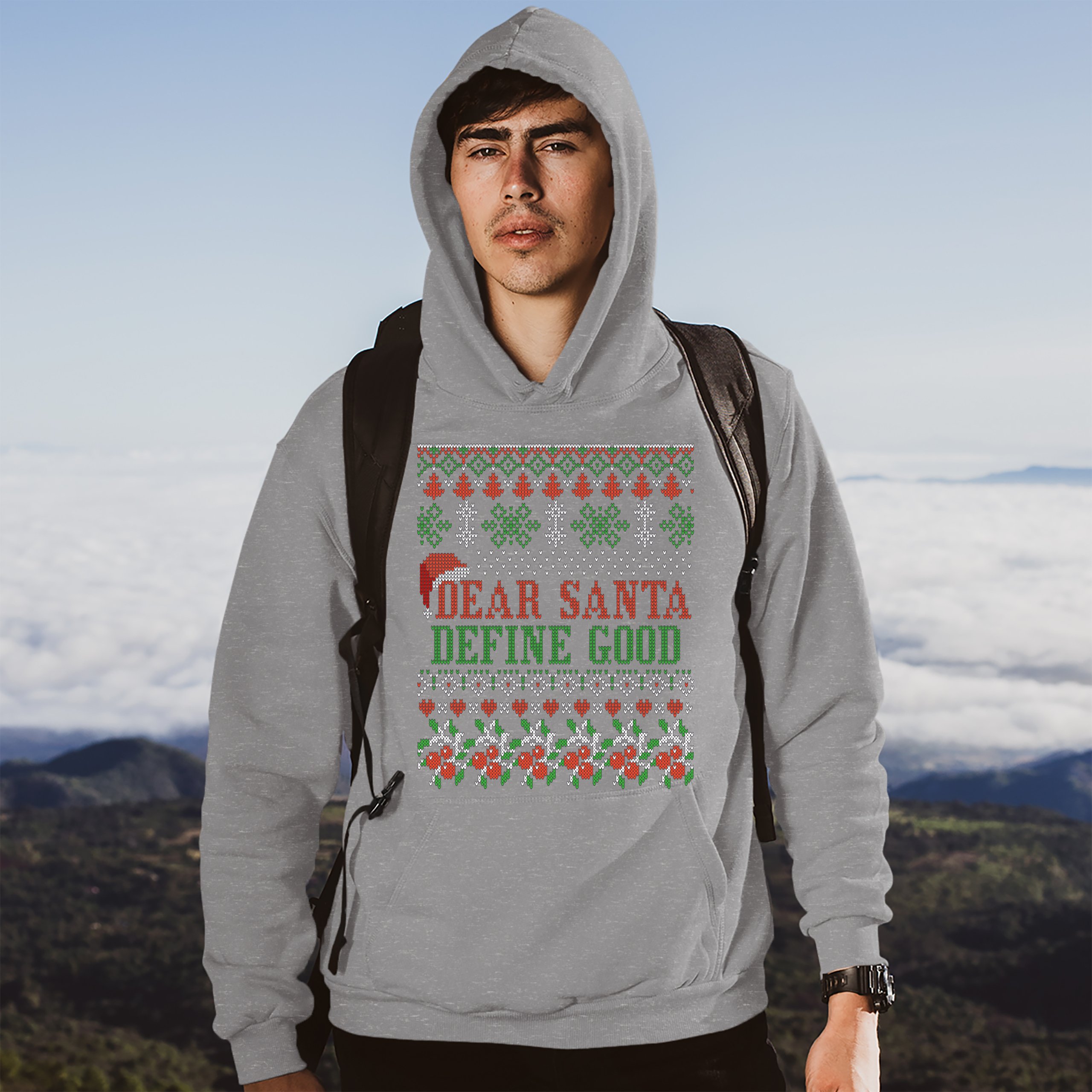 Dear Santa Define Good Sweatshirt Ugly Sweater Theme Merry Christmas Hoodie - Picture 10 of 36