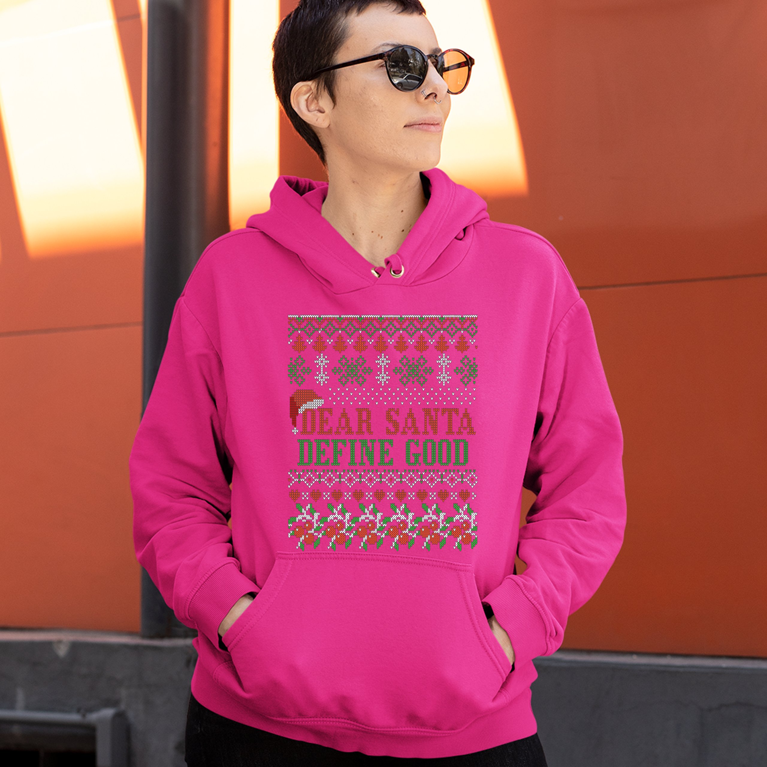 Dear Santa Define Good Sweatshirt Ugly Sweater Theme Merry Christmas Hoodie - Picture 36 of 36