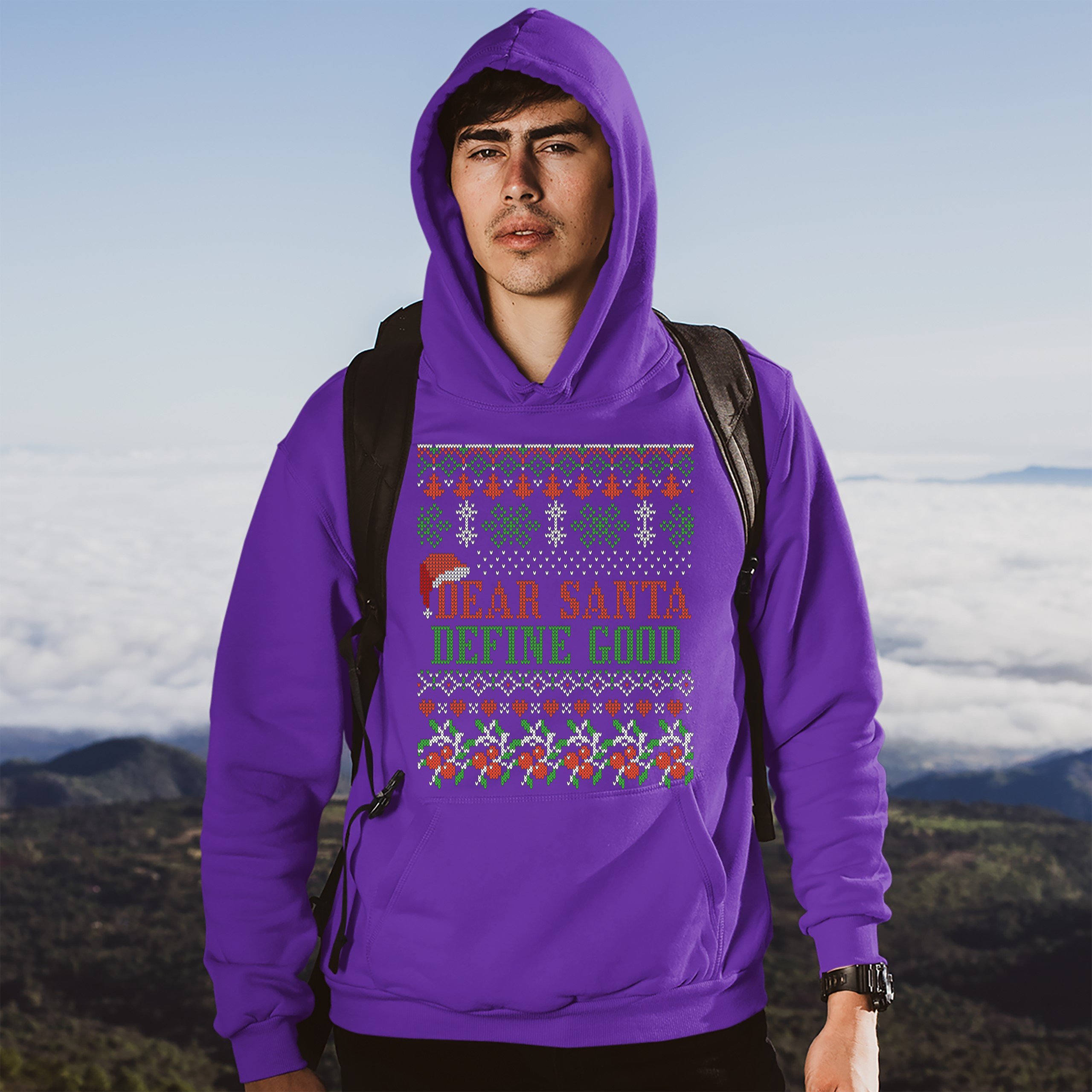 Dear Santa Define Good Sweatshirt Ugly Sweater Theme Merry Christmas Hoodie - Picture 15 of 36