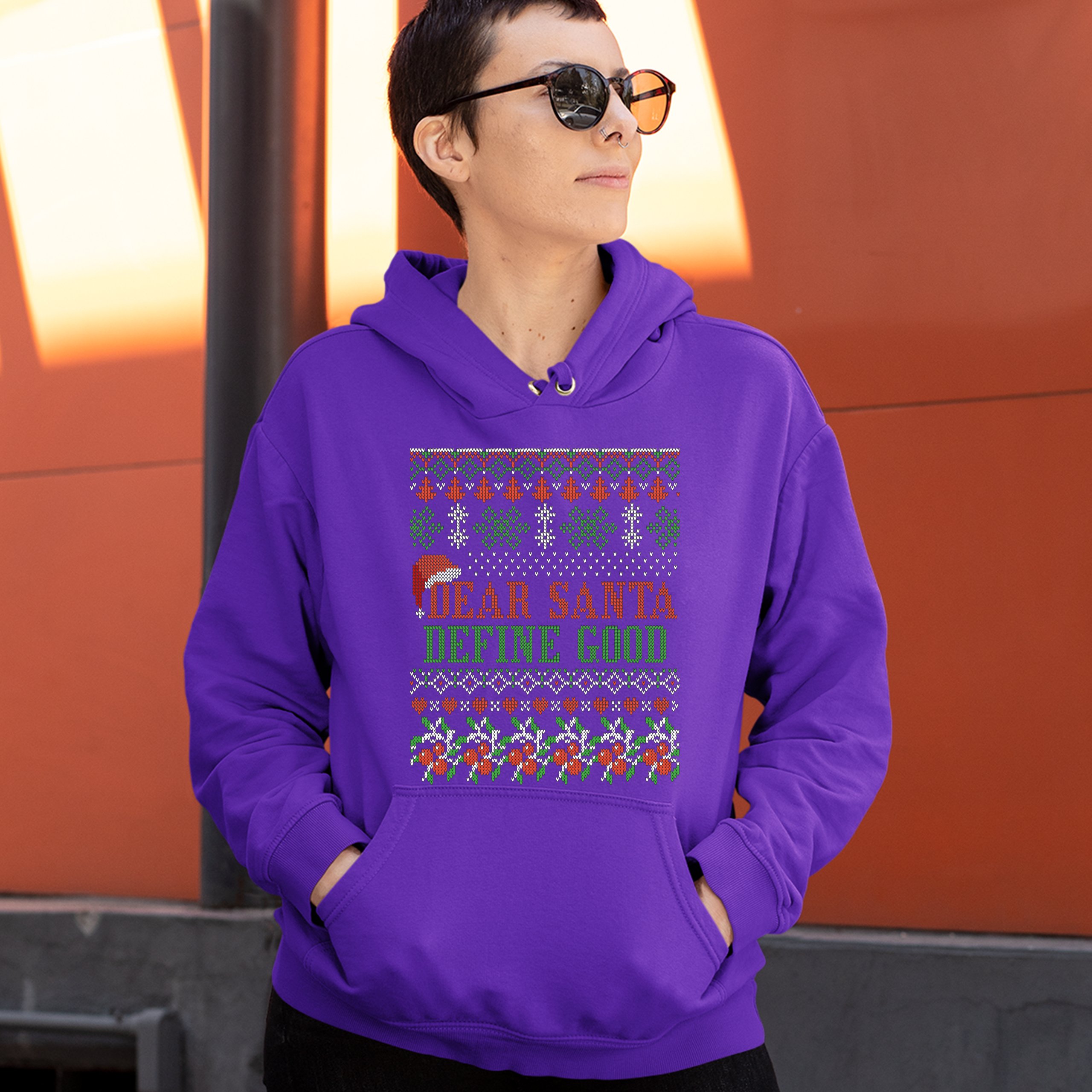 Dear Santa Define Good Sweatshirt Ugly Sweater Theme Merry Christmas Hoodie - Picture 16 of 36