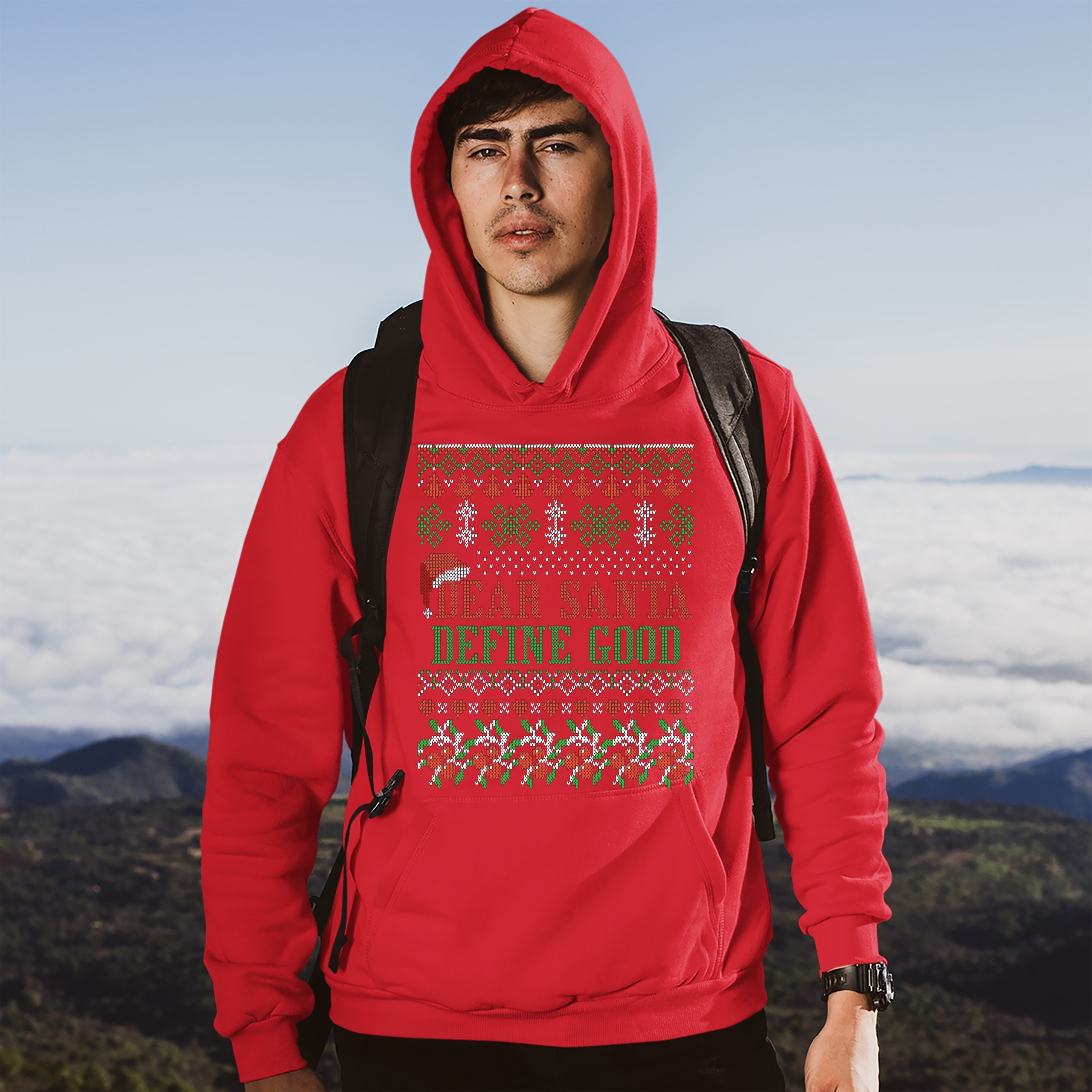 Dear Santa Define Good Sweatshirt Ugly Sweater Theme Merry Christmas Hoodie - Picture 20 of 36
