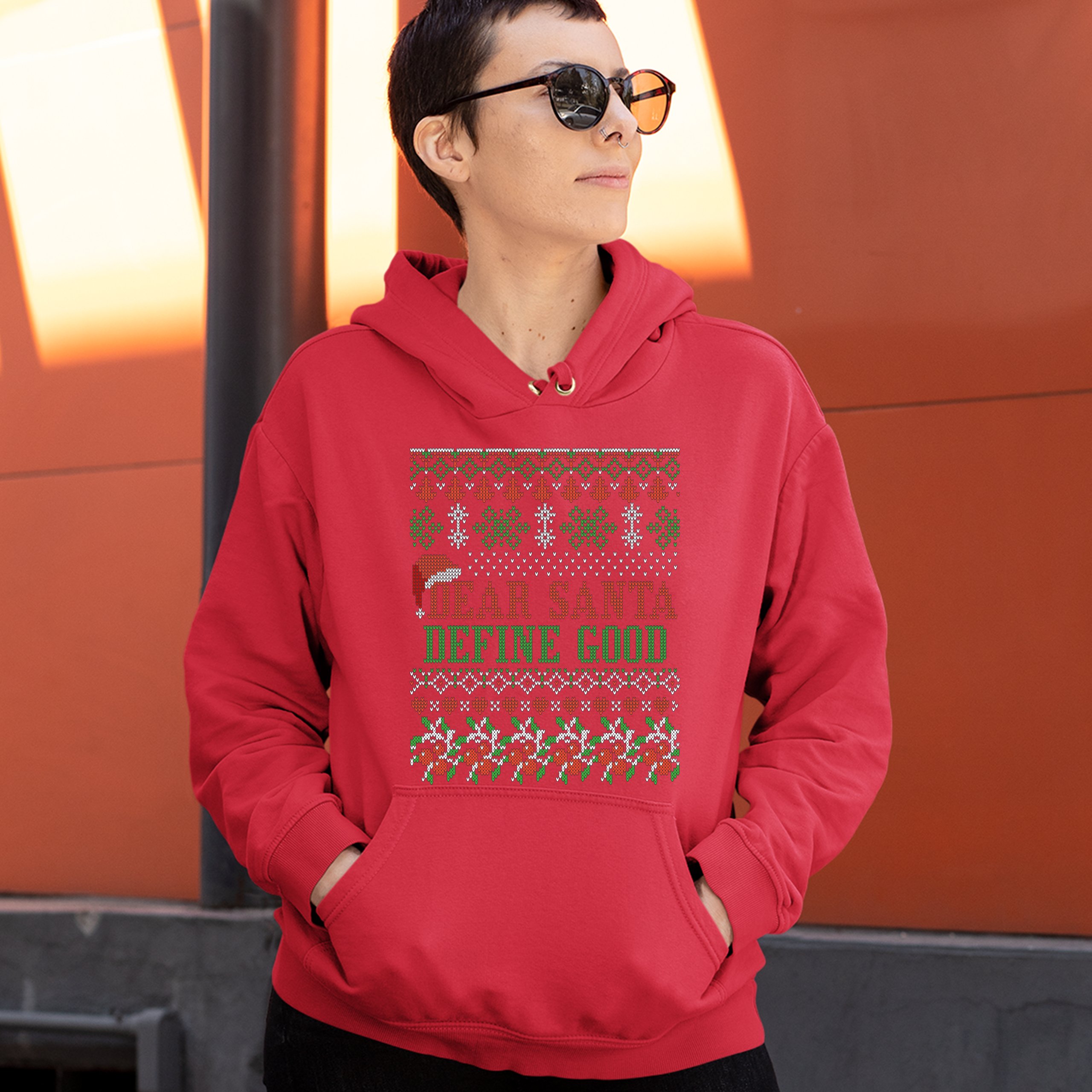 Dear Santa Define Good Sweatshirt Ugly Sweater Theme Merry Christmas Hoodie - Picture 21 of 36