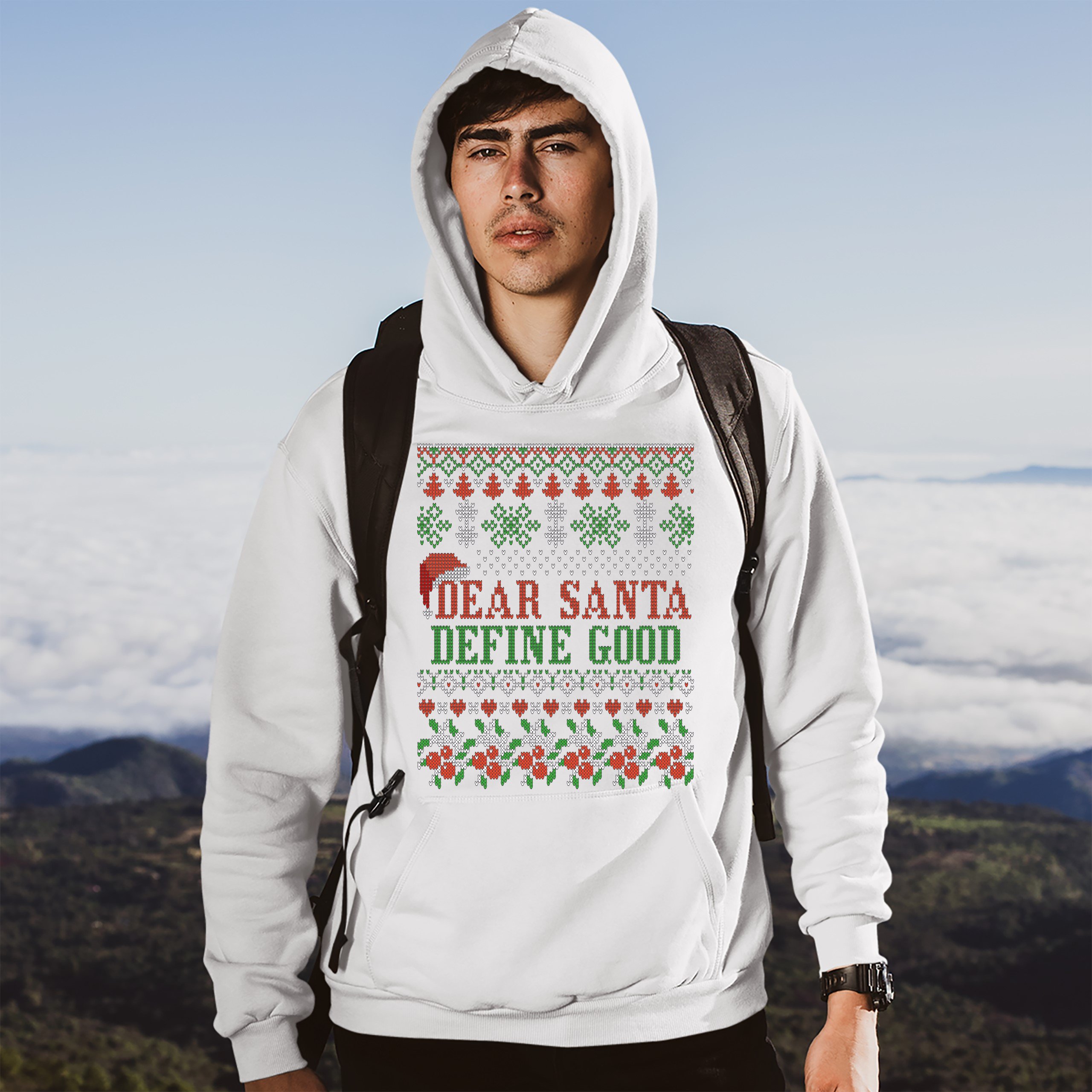 Dear Santa Define Good Sweatshirt Ugly Sweater Theme Merry Christmas Hoodie - Picture 25 of 36