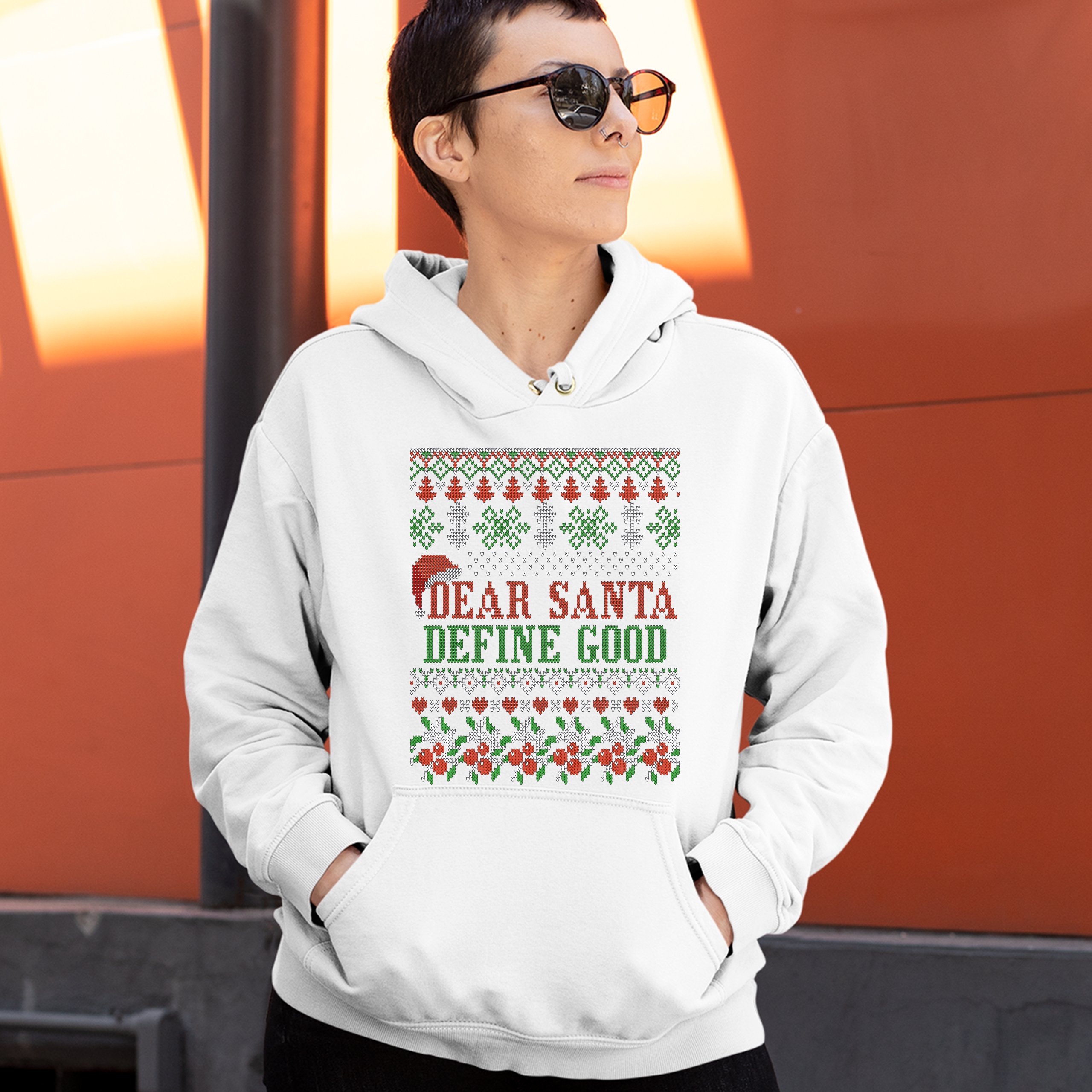 Dear Santa Define Good Sweatshirt Ugly Sweater Theme Merry Christmas Hoodie - Picture 26 of 36